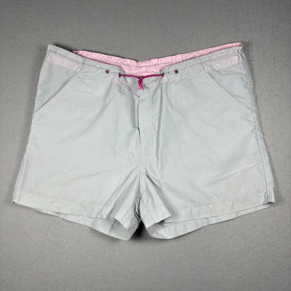 Mac and Moe Vintage Gray Nylon Parachute Shorts Activewear Womens Large L 90s